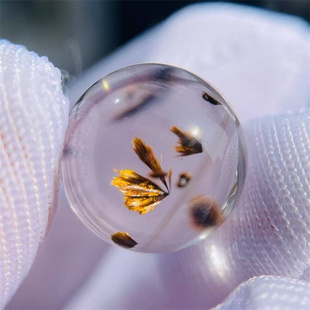 天然水晶全包裹针铁矿发花异象圆珠球12mm多宝串饰品项链挂件吊坠