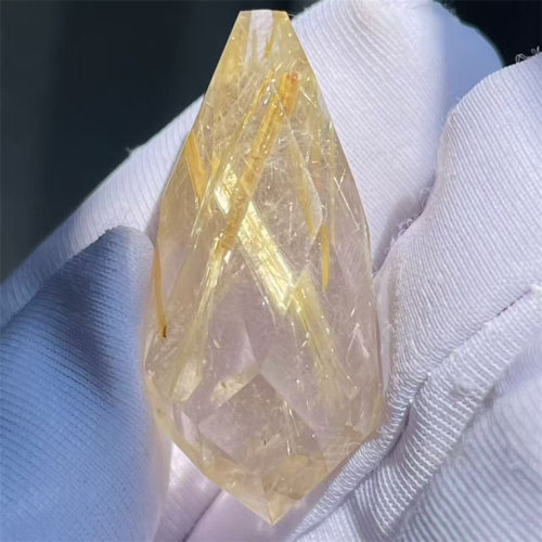 天然水晶金发钛晶刻面裸石财富饰品DIY项链挂件吊坠一物一图款