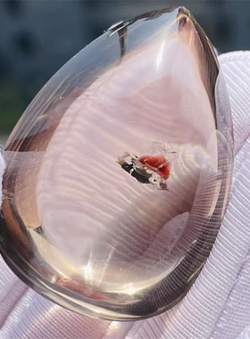 天然水晶全包裹红色矿物颗粒奇石DIY饰品项链挂件吊坠一物一图款