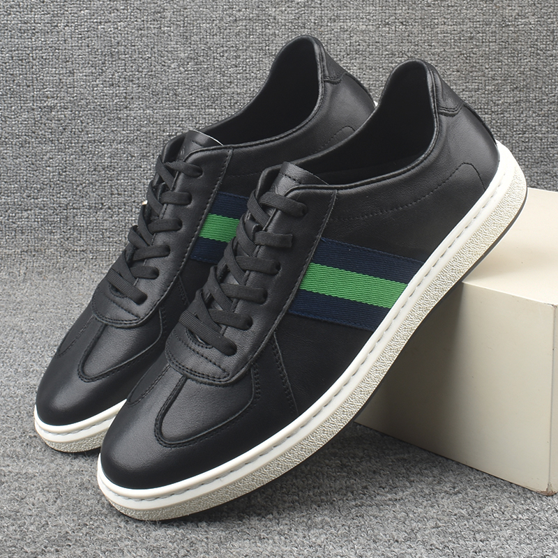 男鞋黑色休闲皮鞋平底板鞋