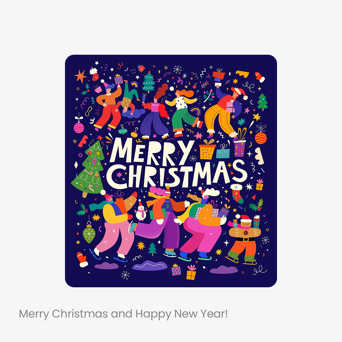 1款有趣人物风格传统圣诞元素节日装饰贴纸矢量EPS文件设计素材