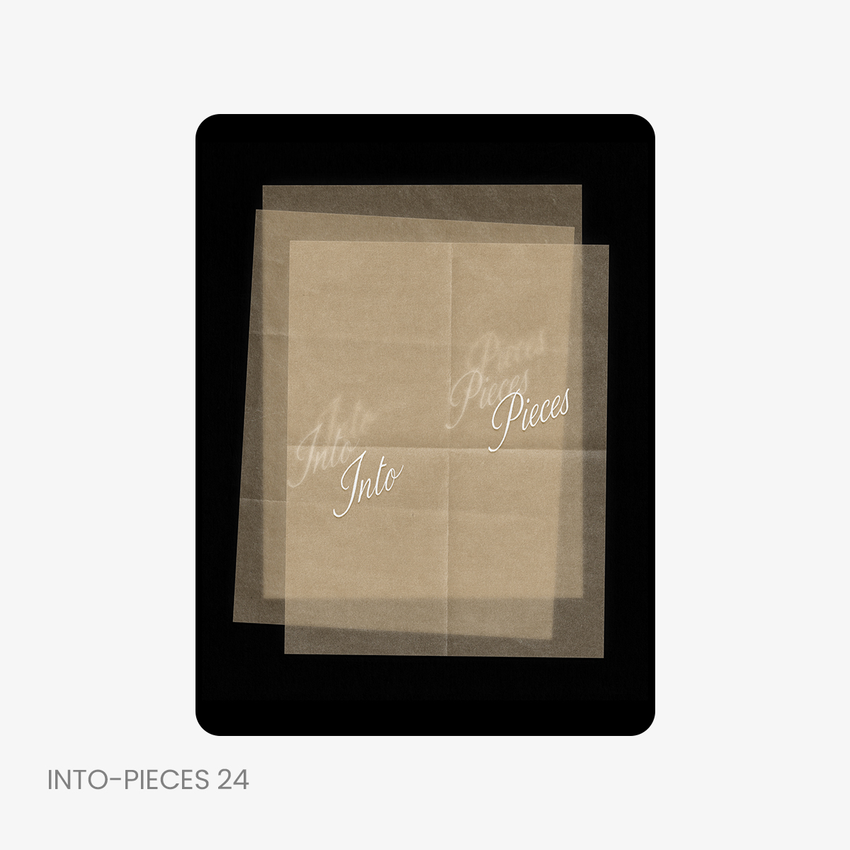 1款复古做旧透明硫酸纸花店logo标识设计效果展示样机素材模版