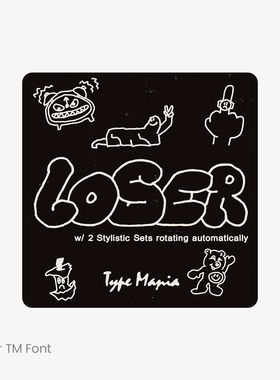 Loser TM 1款潦草古怪卡通手写泡泡字体logo品牌标识设计字体安装