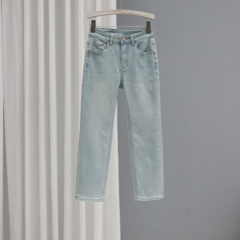 直筒裤九分裤弹力牛仔显瘦烟管裤