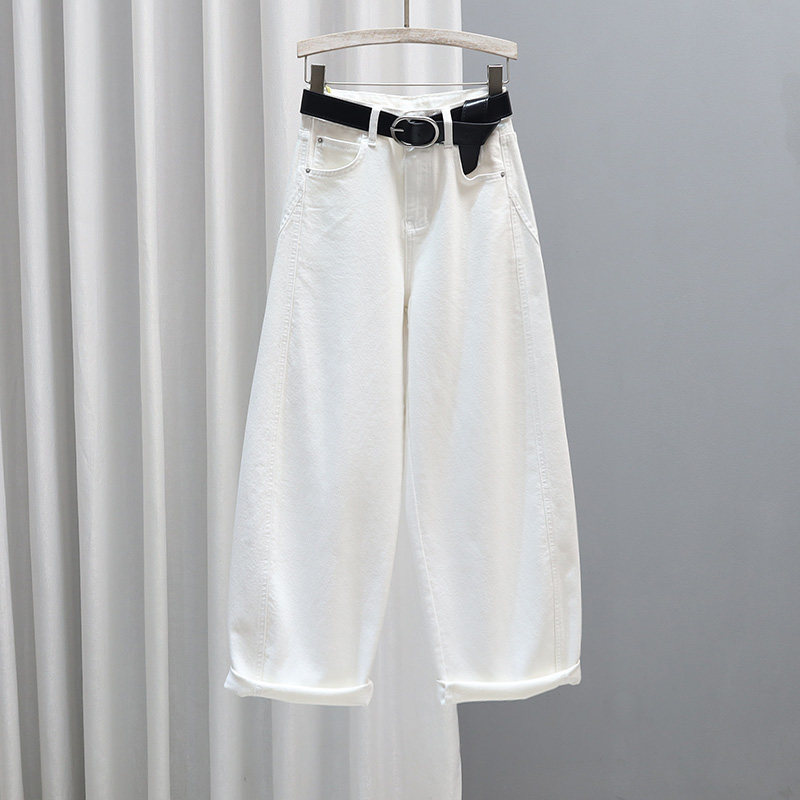 2026春夏簿款时尚牛仔老爹裤女长裤高腰宽松显瘦萝卜裤白色哈伦裤,女装/女士精品,牛仔裤,淘宝优惠券,粉丝福利购,淘宝优惠卷