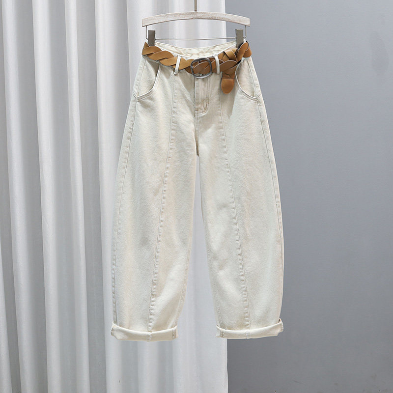 2026春季新款弯刀裤女浅色休闲百搭牛仔裤高腰宽松显瘦复古哈伦裤,女装/女士精品,牛仔裤,淘宝优惠券,粉丝福利购,淘宝优惠卷