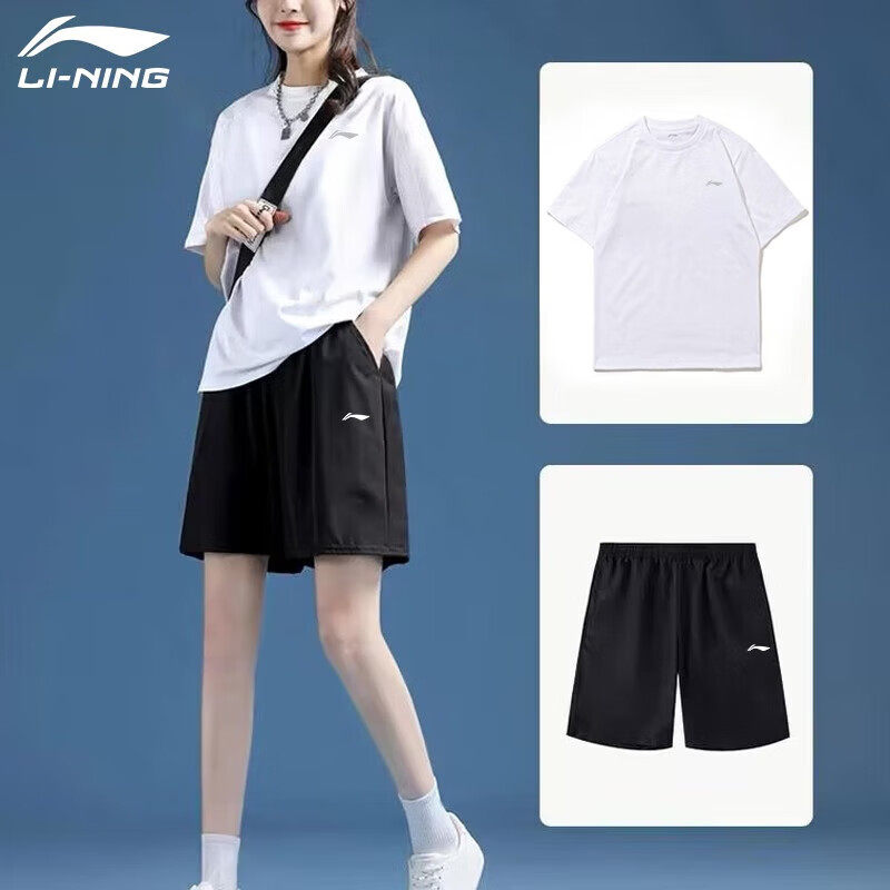 李宁运动套装女士羽毛球服2026新款夏季速干短袖透气T恤跑步短裤