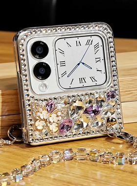 适用于Nova Flips奢华闪钻手机壳秋冬折叠屏防摔女带手链挂绳保护套外壳网红新款中国风小清新时尚高级感轻奢