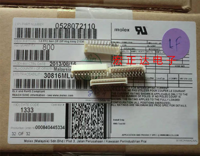 52807-2110 0528072110 间距1.0mm 21P FFC/FPC 弯座连接器Molex