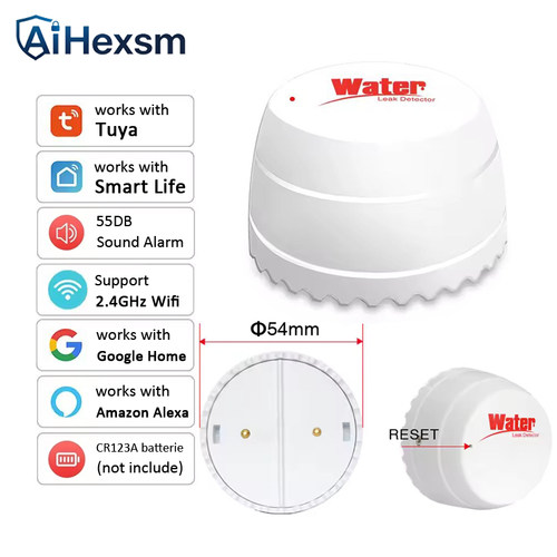 WiFi涂鸦水浸报警器淹水漏水传感器55DB探测器警报器智能APP控制