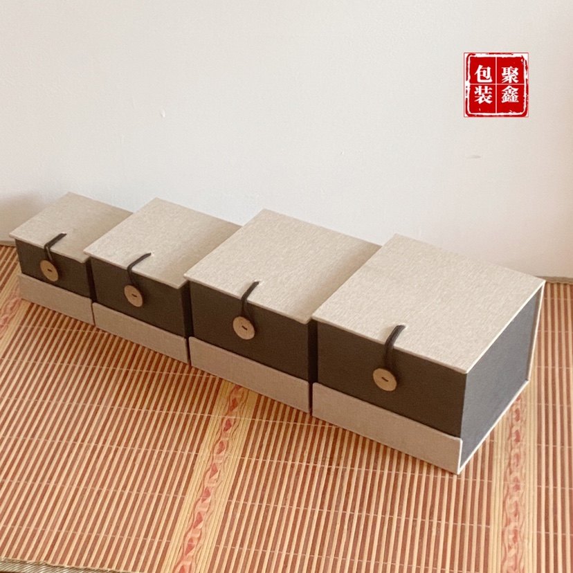 通用紫砂壶包装盒锦盒钧瓷盒茶具银器品茗杯礼盒麻布文玩盒子