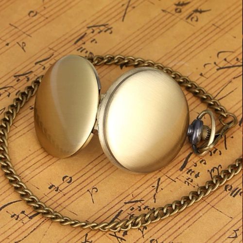 佳吉时复古翻盖石英项链怀表