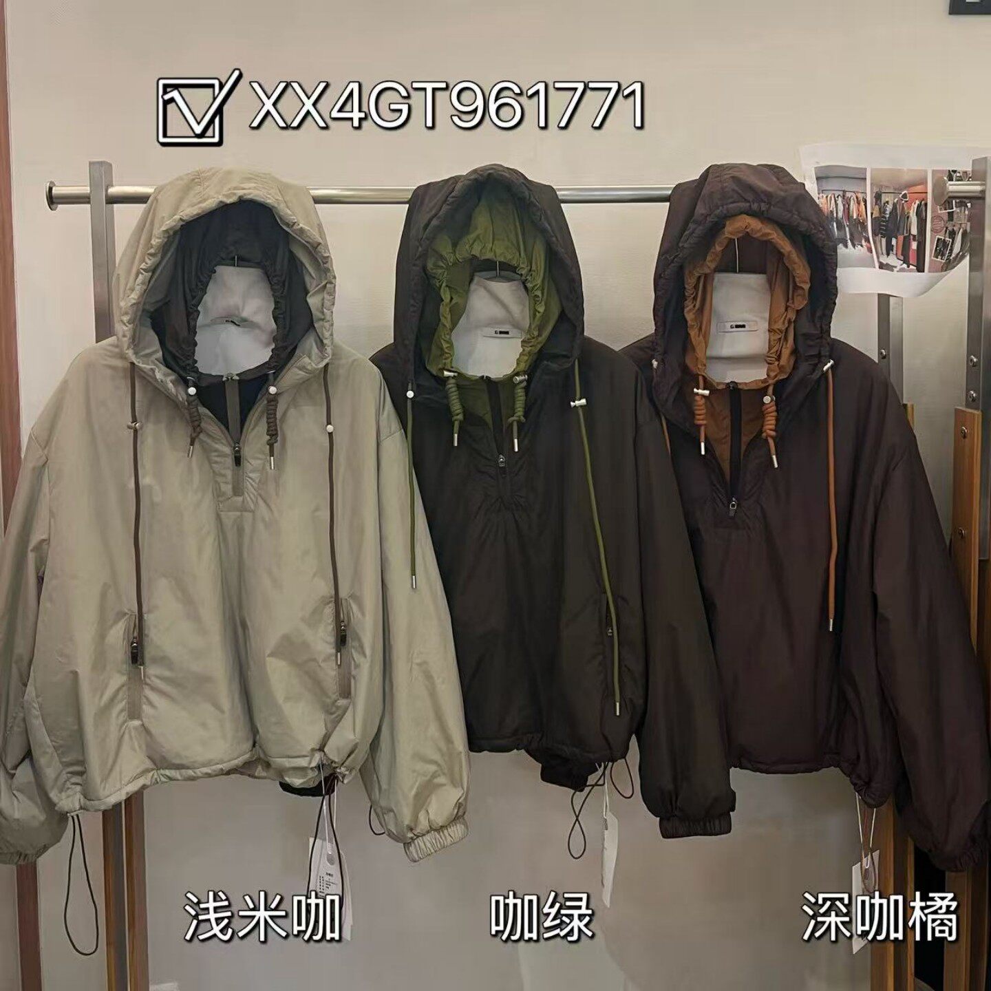 韩版宽松撞色连帽棉服保暖外套女