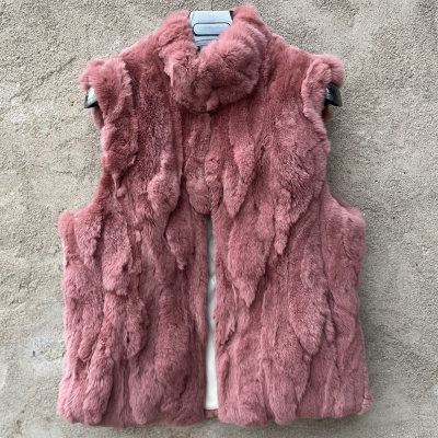 新款獭兔毛皮草马甲女立领整皮坎肩秋冬春加厚皮毛一体背心