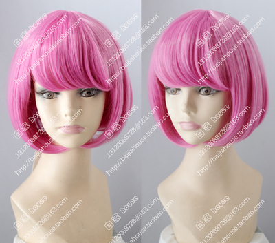 cos假发 玫红色 假面骑士exaid poppy 假野明日那 bobo梨花短发