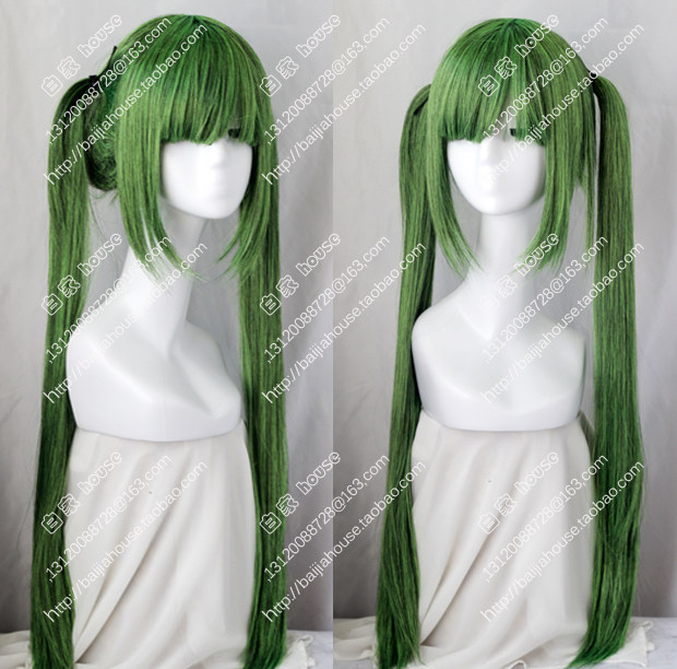 cosplay假发 舍尖上的意大利 七濑萌里菜 绿色 扎双马尾造型假发