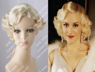 欧美性感复古波浪淡金色短卷发 假发 格温史蒂芬妮同款怀旧旧上海