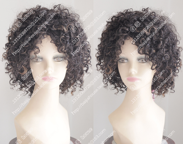 栗色挑染螺纹蛋卷绵羊时尚假发