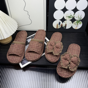 三层加厚 布底静音胶底防滑耐磨情侣拖鞋 居梦家室内家居拖鞋 男女款