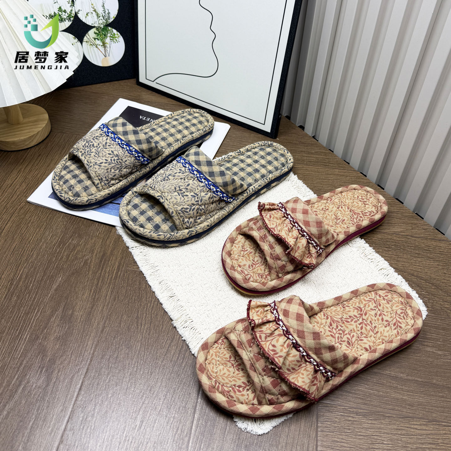 居梦家居室内四季静音情侣布底加厚男女士拖鞋防滑牛筋底软底地板