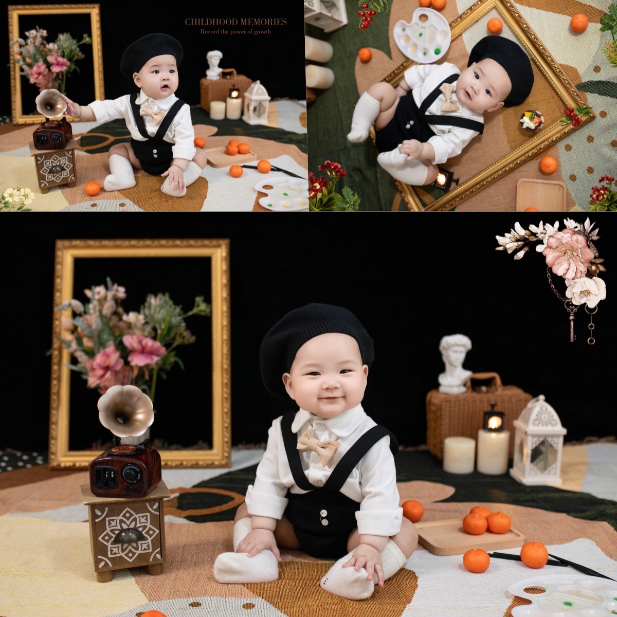 儿童摄影服装复古小小画家宝宝百天照拍照服装影楼男女周岁照道具