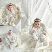 儿童摄影服装 女孩生日公主照 掌上明珠珍珠宝宝满月百天照拍照服装