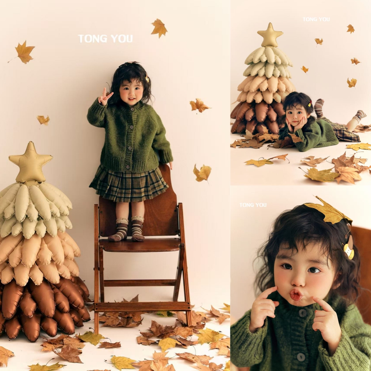 儿童摄影服装女童圣诞照秋冬