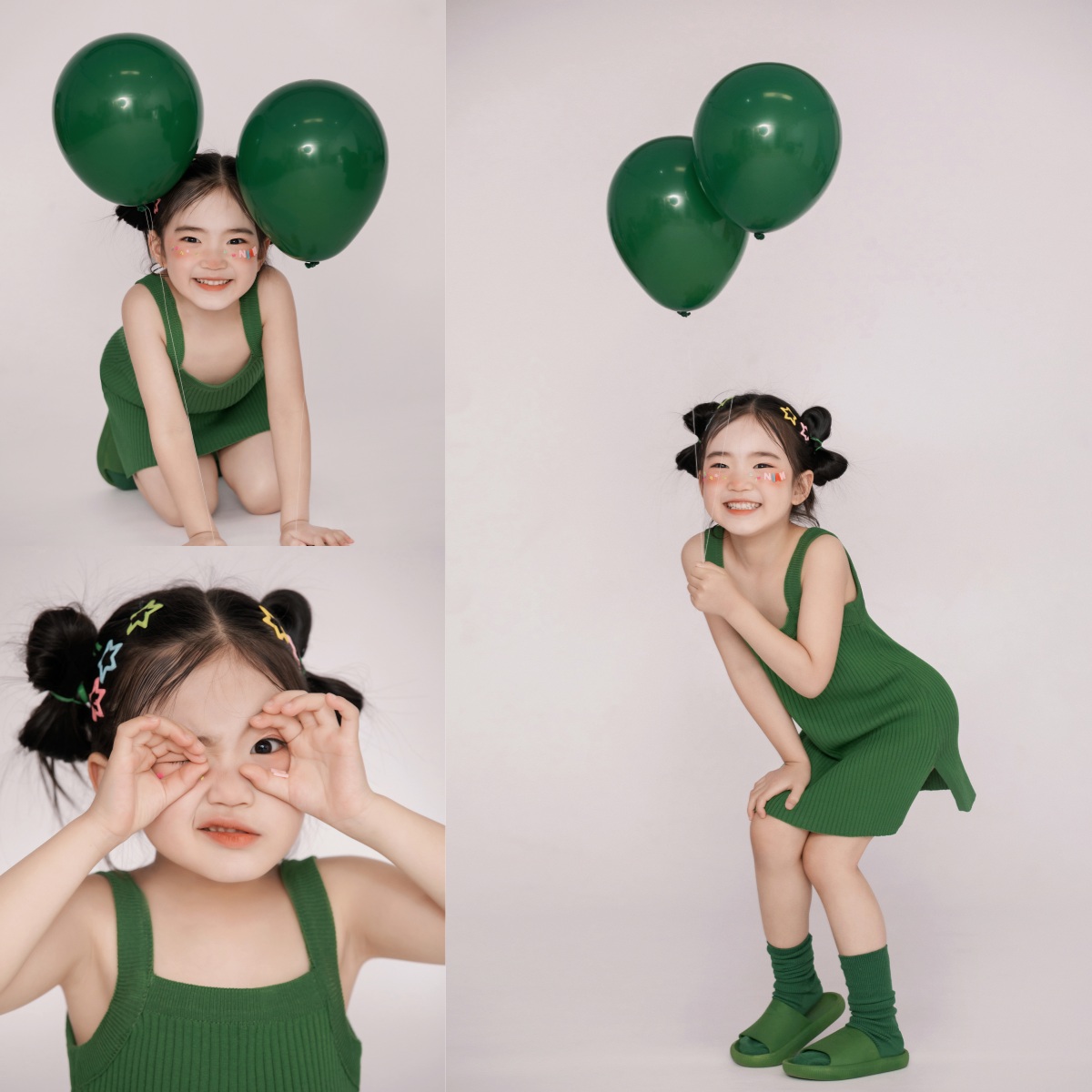 绿色吊带多巴胺女孩拍照服装