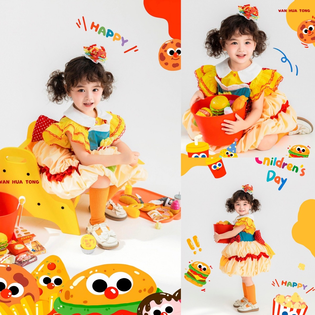 儿童摄影服装女童麦当劳汉堡COS万圣节主题照影楼薯条道具连衣裙,童装/婴儿装/亲子装,其它,淘宝优惠券,粉丝福利购,淘宝优惠卷