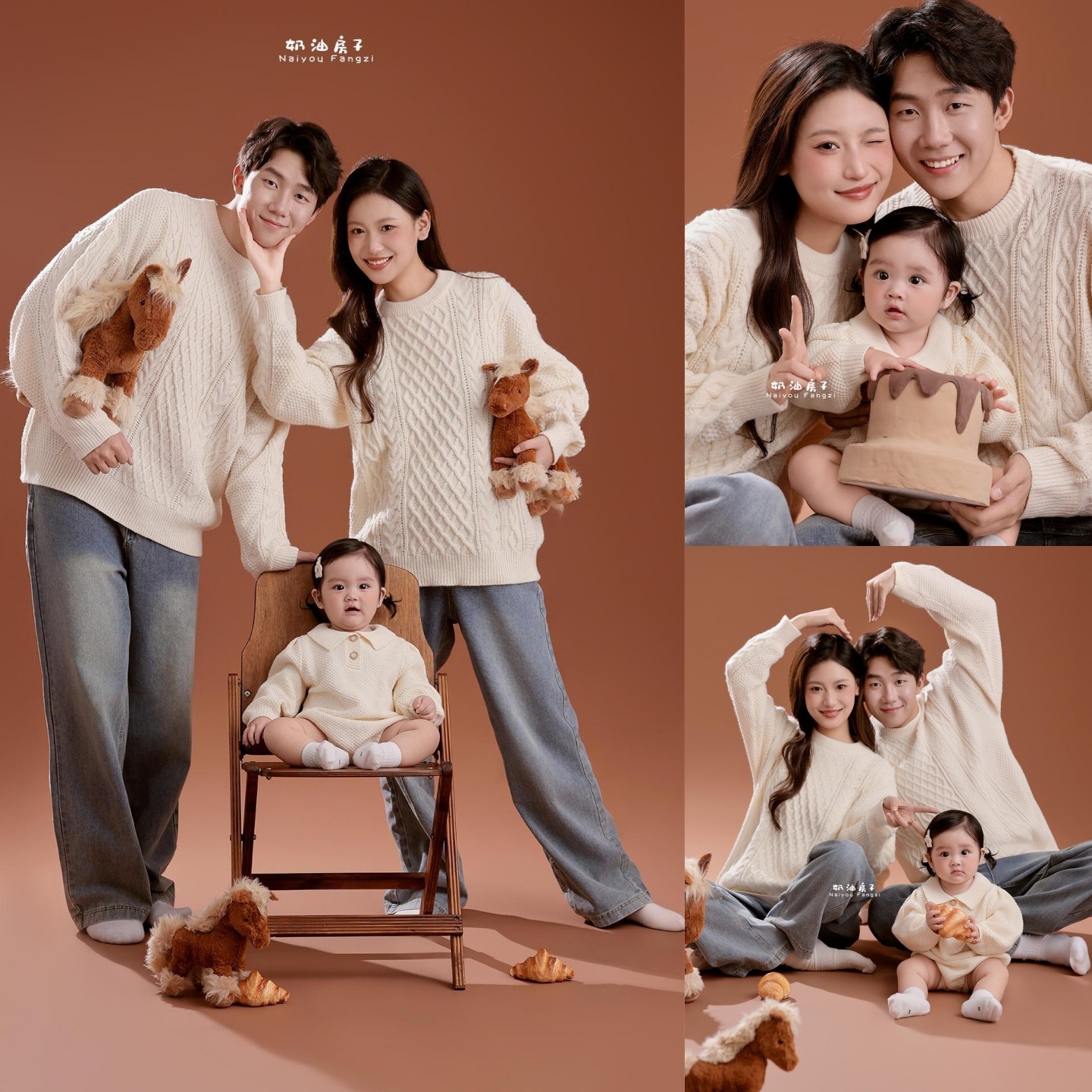 影楼亲子装奶白色麻花针织毛衣全家福摄影服装一家三口慵懒风,童装/婴儿装/亲子装,其它,淘宝优惠券,粉丝福利购,淘宝优惠卷