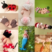 儿童摄影服装 新生儿拍照满月百天宝宝照道具动物造型毛线针织服装