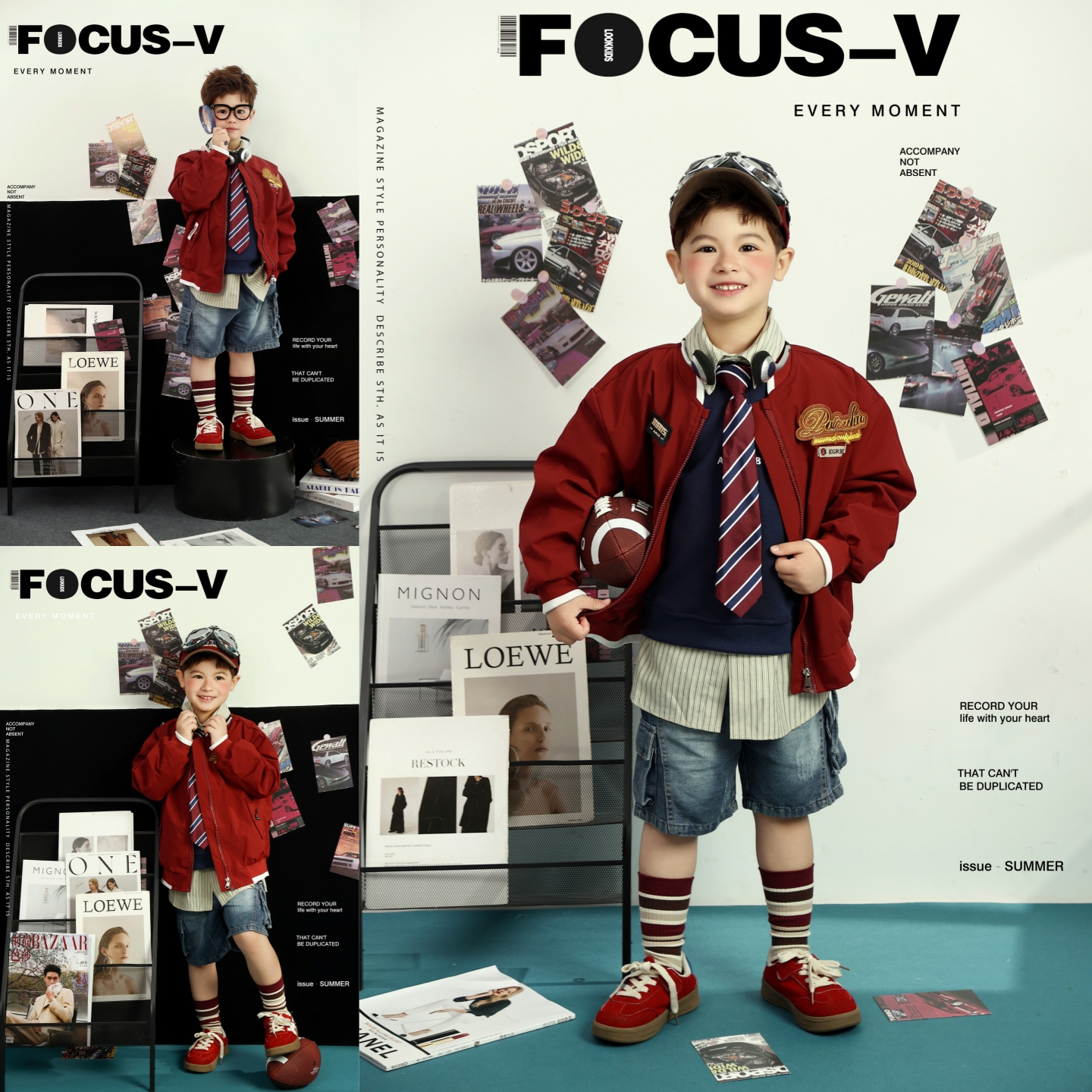 新款儿童摄影服装美式棒球服男女童走秀表演写真艺术照拍照道具