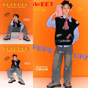 儿童摄影服装影楼大童走秀时尚潮流男童写真照艺术照拍照服装