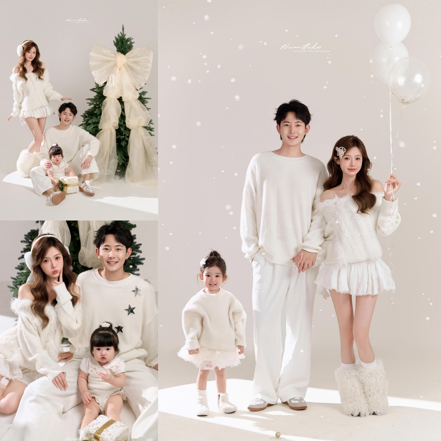 2025新款儿童摄影服装秋冬圣诞节毛衣一家三口全家福母女拍照道具
