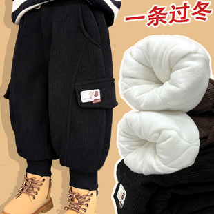 男童裤子加绒加厚冬季儿童灯芯绒裤宝宝外穿夹棉东北一条过冬棉裤