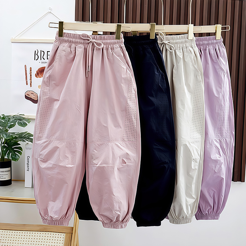 女童夏季冰丝速干防蚊裤中大童休闲裤洋气轻薄凉感弯刀裤儿童裤子