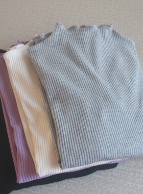 长袖针织纯棉打底衫半高领螺纹T恤胖子大码显瘦内搭简约秋冬穿搭