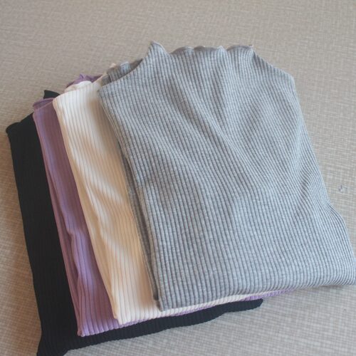 针织纯棉半高领T恤大码打底衫女