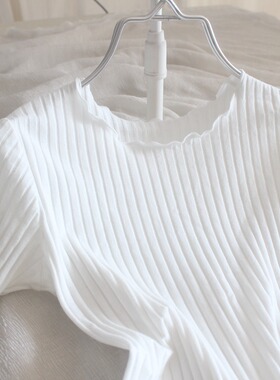 日常圆领纯棉修身T恤女 螺纹大码胖子显瘦夏季小衫百搭短袖纯白色