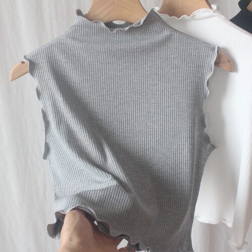 木耳边半高领大码内搭打底衫女士