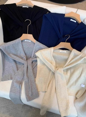 披肩女外搭2025新款韩系百搭针织毛衣衬衫叠穿美利奴羊毛小坎肩女