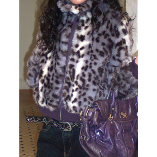 化学少女「梦境巡游」豹纹毛毛翻领短外套女复古皮草加厚小个子
