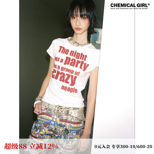 菠萝海岸crazy波点字母短袖