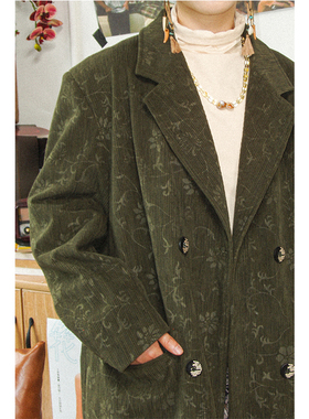 化学少女「草木神探」休闲复古西装灯芯绒设计感西装外套女秋冬款