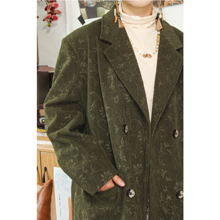 外套女秋冬款 化学少女「草木神探」休闲复古西装 灯芯绒设计感西装