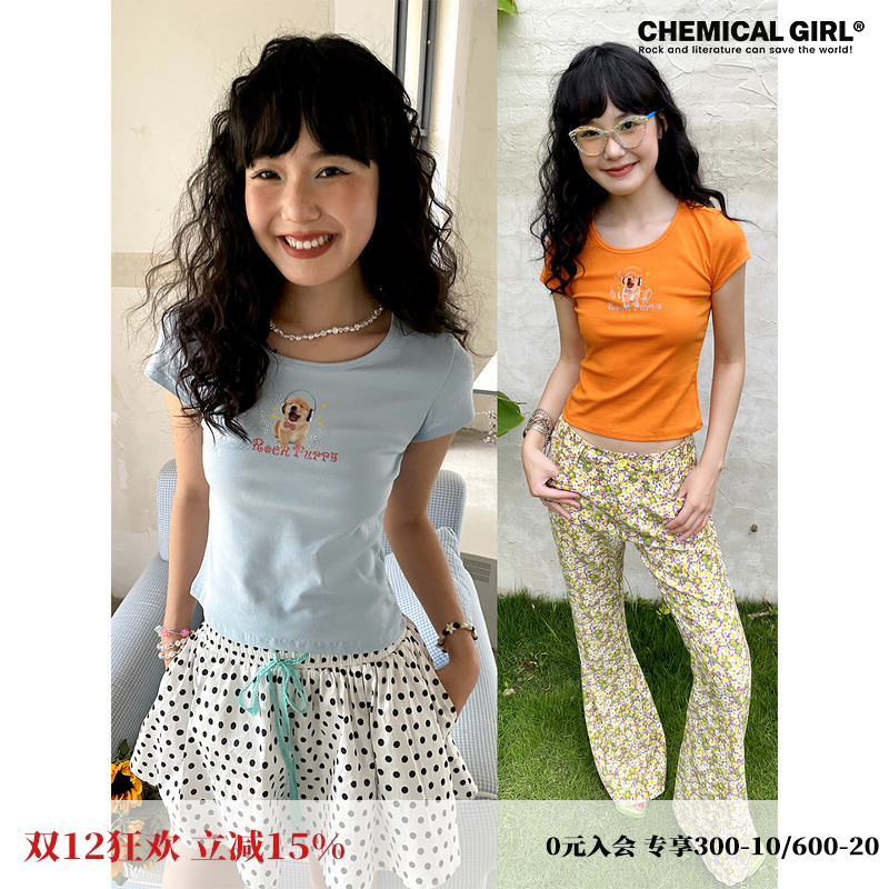 印花音乐小狗短袖女夏新品