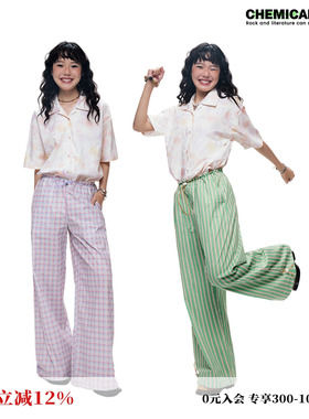 化学少女 H1「假日信号」纯棉条纹抽绳宽松休闲裤2025女夏新品