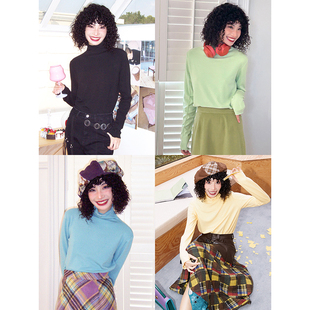 化学少女「色彩炸弹新色」四色高领针织打底衫 内搭T恤女 加绒长袖