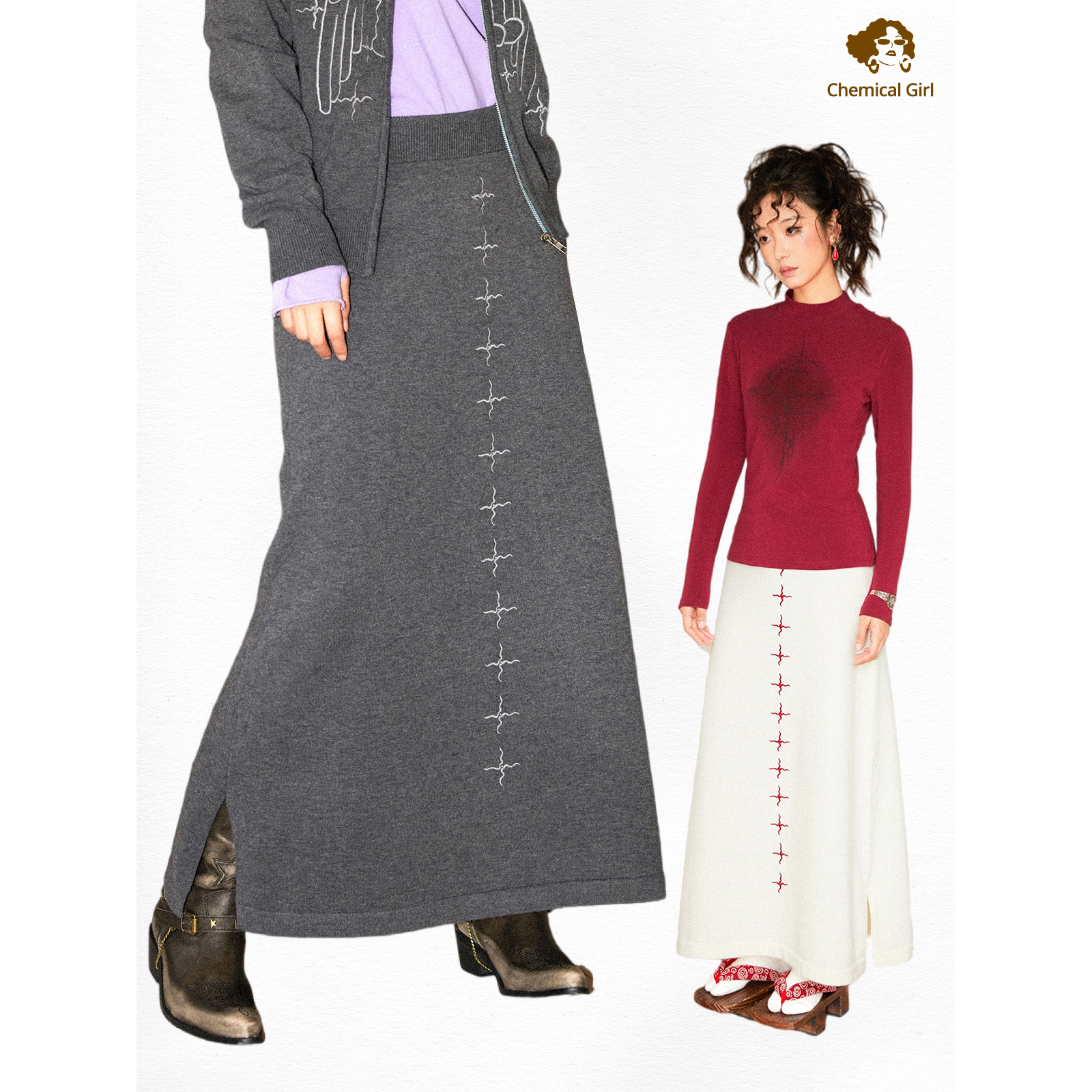 化学少女视觉瘦腿抗起球A廓半裙