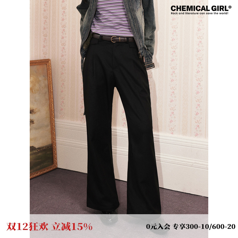 百搭毛呢直筒休闲西裤女